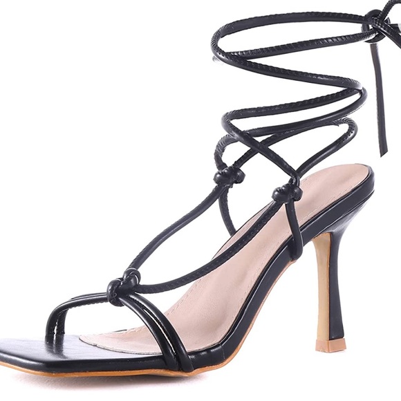 Shoes - Square Toe High Heel Sandals - Size 8 US / 39